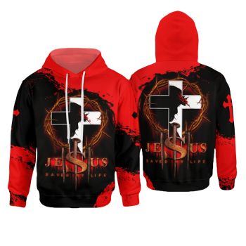  Temperament Black Red  Crosses Alphabet Pattern Jesus Hoodie
