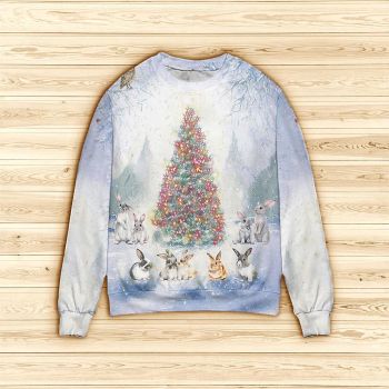 Bunny winter heaven Christmas Tree All Over Print Sweater