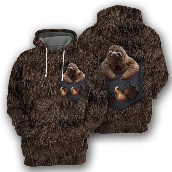 Vintage  Brown Bear Pattern Animals Hoodie