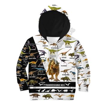 Loose And Fashion White Black Dinosaurs Pattern Animals Hoodie