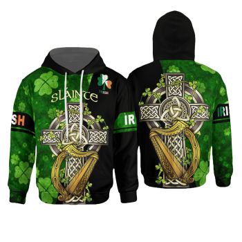 Fashion Green Black Crosses Pattern Jesus Hoodie