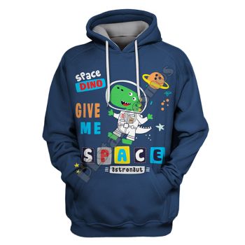 Classical  Blue Dinosaurs Pattern Astronauts Hoodie