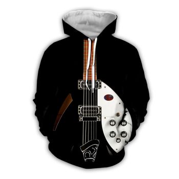  Classical  Black Guitar Pattern Guitar Hoodie