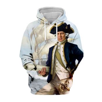 Temperament White Headshot Pattern Headshot Hoodie