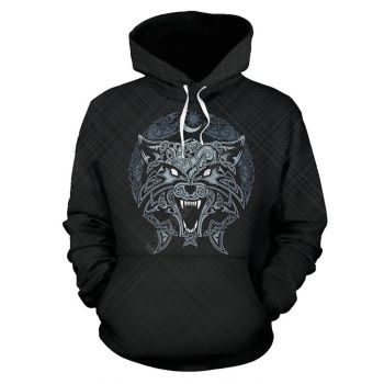 Generous And Beautiful Black Wolf Pattern Animals Hoodie