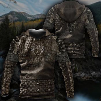 Elegance Brown Tree Pattern Armor Hoodie