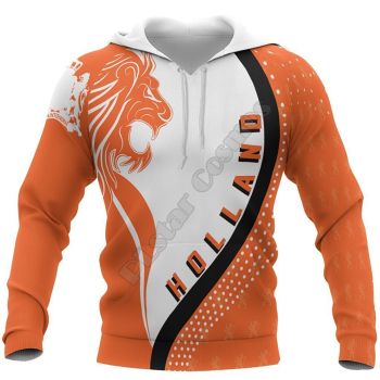 Classical And Elegance Orange White Lion Pattern Tattoos Hoodie