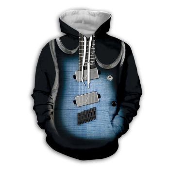 Elegance Black Blue Strings Pattern Music Hoodie