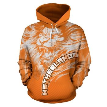 Fashion Orange White Lion Pattern Tattoos Hoodie