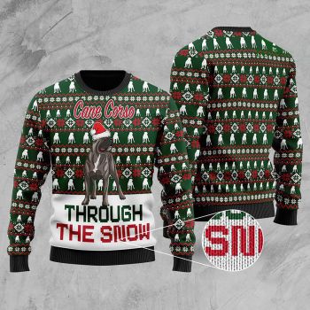 Cane Corso Through The Snow Christmas Ugly Sweater