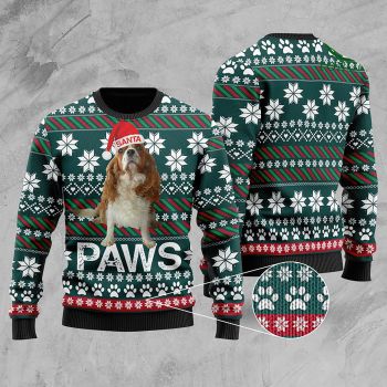 Cavalier King Charles Spaniel Santa Printed Christmas Sweater