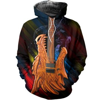 Fashion And Gorgeous Colorful Guitar Pattern Music Hoodie