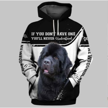 Fashion Black White Dog Pattern Animals Hoodie