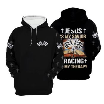  Loose Black Flag Pattern Jesus Hoodie