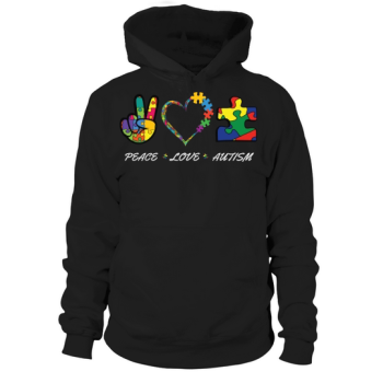 Peace Love Autism Awareness Puzzle Hoodies