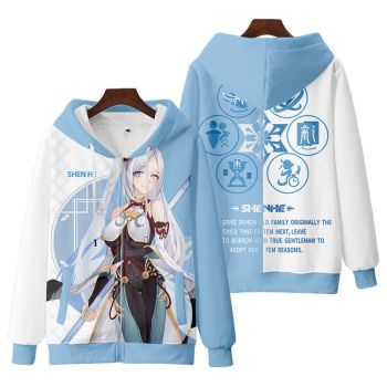 Durable Genshin Impact Anime Game Shenhe Zip-Up Hoodie