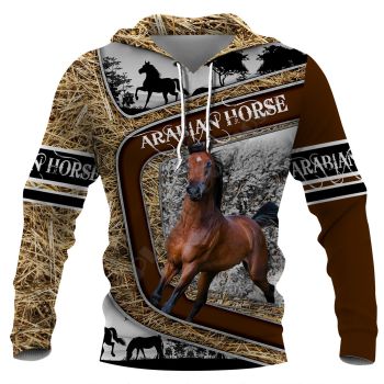 Vintage  Brown Yellow Horse Pattern Animals Hoodie