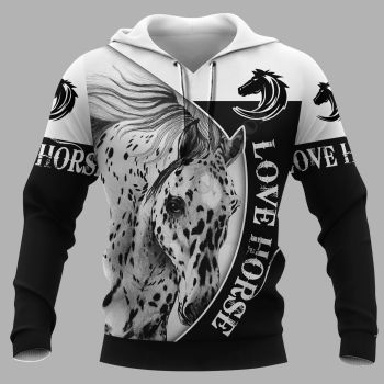 Cute Black Horse Pattern Animals Hoodie