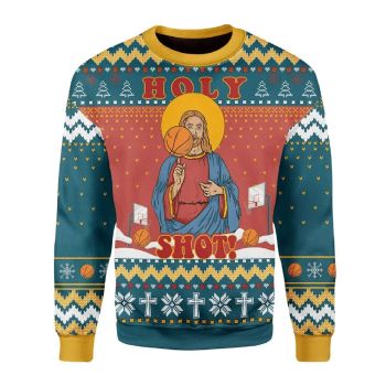 Christ Jesus Holy Shot baseketball Ugly Christmas Sweater