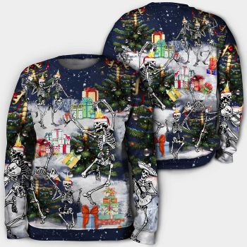 Christmas skull dancing happy Hoodie 3D