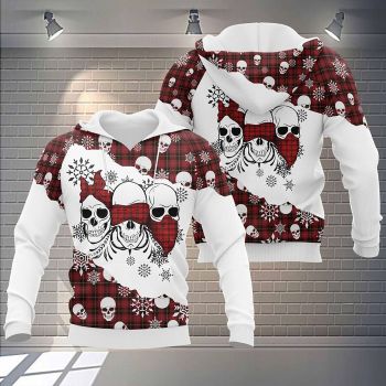 Christmas skull red caro Sweatshirt Hoodie