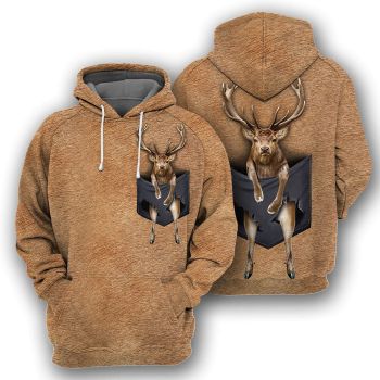  Precious Brown Deer Pattern Animals Hoodie