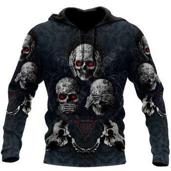 Loose Black Skull Pattern Skull Hoodie