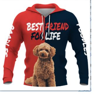  Elegance Red Blue Dog Pattern Animals Hoodie