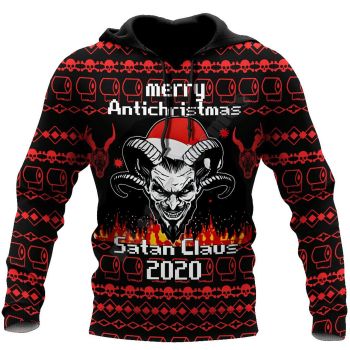 Oversize Black Red Skull Hat Pattern Christmas Hoodie