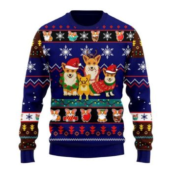 Corgi Cute Noel Mc Christmas Blue Ugly Sweater