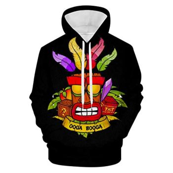 Crash Bandicoot Hoodies &#8211; Aku Aku 3D Print Black Pullover Sweatshirt