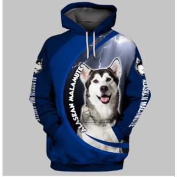  Popular And Vintage Blue Dog Pattern Animals Hoodie