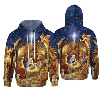  Vintage  Colorful Cow Baby Angle Pattern Jesus Hoodie