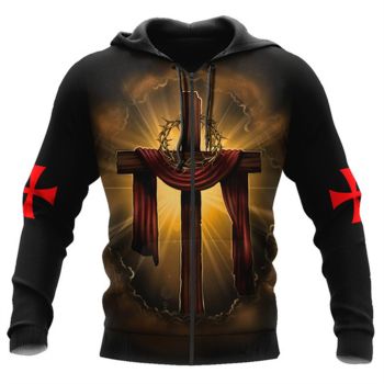  Pretty Yellow Crosses Pattern Jesus Zip-Up Hoodie