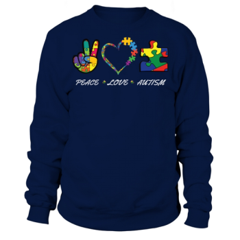 Peace Love Autism Awareness Puzzle Sweatshirt