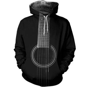 Loose And Gorgeous Black Strings Pattern Music Hoodie