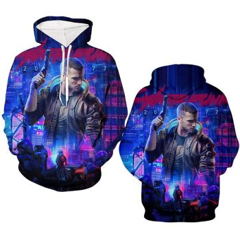Cyberpunk 2077 Hoodie &#8211; 3D Print Unisex Patterned Pullover Sweatshirt