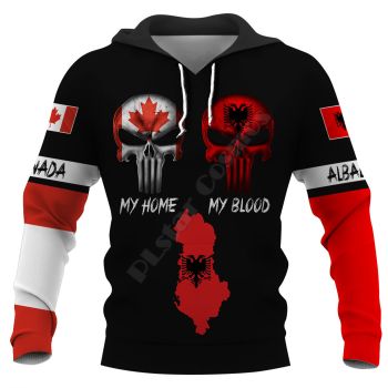 Vintage  Black Skull Pattern Skull Hoodie