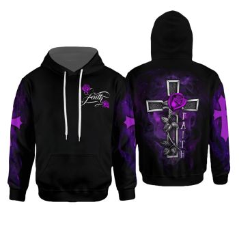  Loose And Fashion Black Crosses Rose Pattern Jesus Hoodie