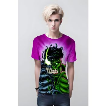 Hulk's Host: Venom X Hulk Black T-Shirt for Comic Lovers