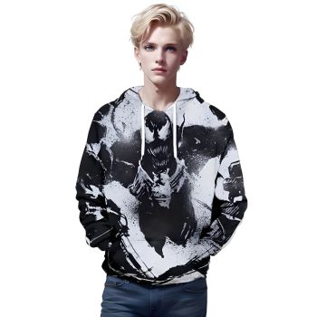 Elegance Black White Venom Pattern Venom Hoodie