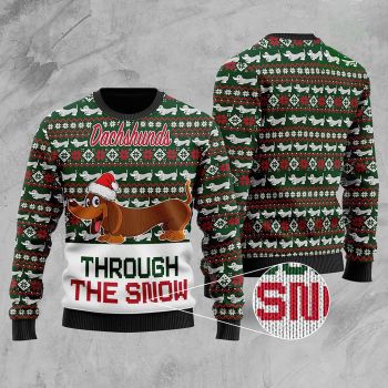 Dachshunds Through The Snow Christmas Ugly Sweater