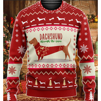 Dachshund Through The Snow Christmas Ugly Sweater