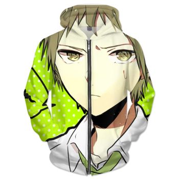 Danganronpa Hoodies &#8211; Zip Up Fluorescence Green Hoodie