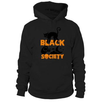 Black Cat Society Black Halloween Hoodies