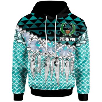 Elegance Blue Pohnpei Pattern Pohnpei Hoodie
