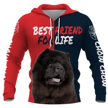 Pretty Red Blue Dog Pattern Animals Hoodie