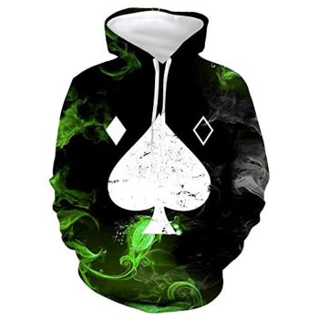 Destiny 2 Hoodies &#8211; Destiny 2 Forsaken Ace of Spades 3D Print Green Pullover Drawstring Hoodie