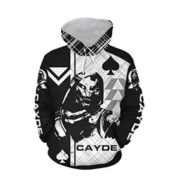 Destiny 2 Hoodies &#8211; Destiny 2 Forsaken Cayde 6 Black and White 3D Print Pullover Drawstring Hoodie