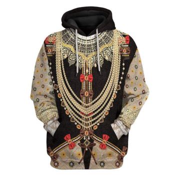 Cute And Loose Black Brown Jewelry Pattern Jesus Hoodie